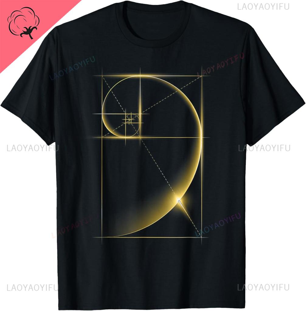 Fibonacci Golden Ratio T-Shirt Print Original Design Gifts T Shirts Cotton Streetwear Vintage T Shirt Camisas Streetwear