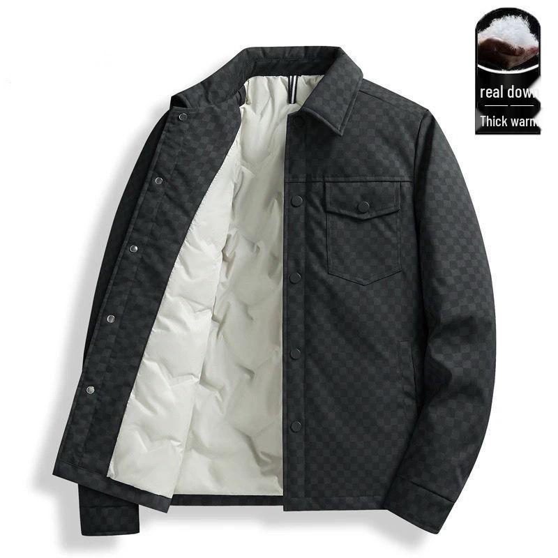 Men s Reversible Hooded Down Jacket - Thick, Short, Korean Style for Fall/Winter M 80-105 jin чёрный