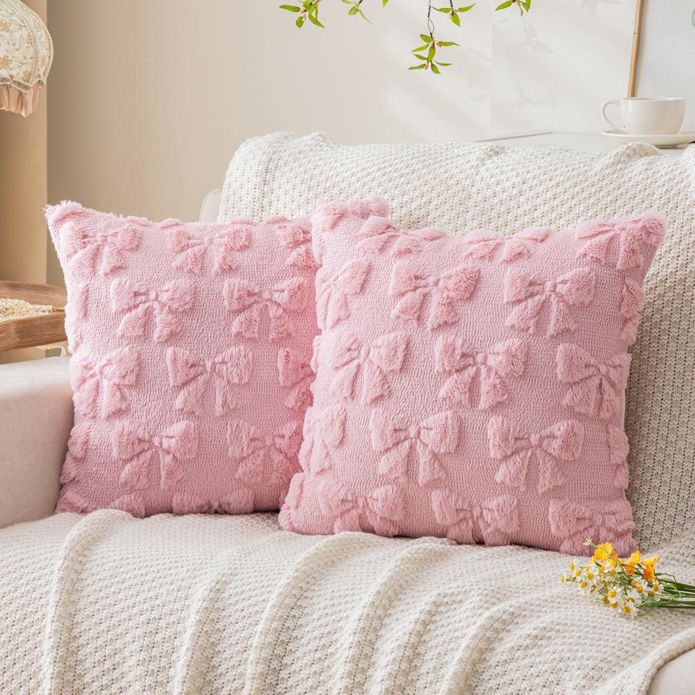 Spring Embroidered Fur Pillow Sweet Buttery Style Plush Pillow Cushion Cover Atmosphere Living Room Sofa Pillow Waist Pillow