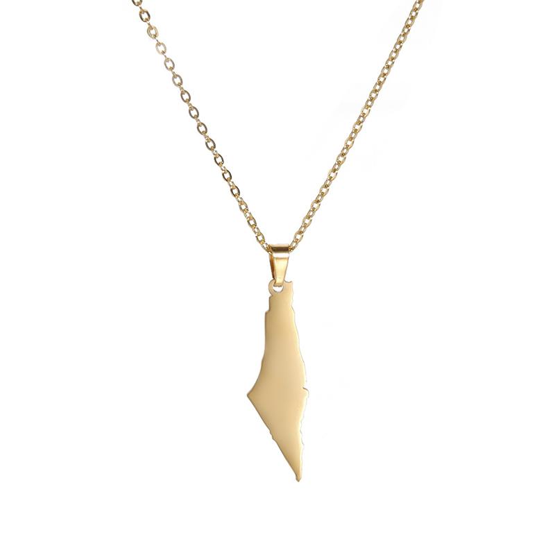 Collana con ciondolo mappa Israele Palestina per donna uomo arabo africano Giamaica in acciaio inossidabile color oro collane a catena gioielli