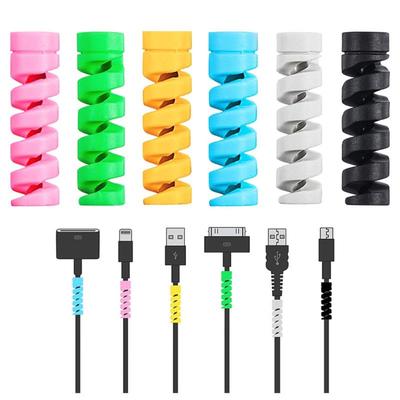 10pcs/set Spiral USB Data Charging Cable Earphone Line Cord Protector Silicone Case Cover Prevent The Phone Charging Cable From Breaking
