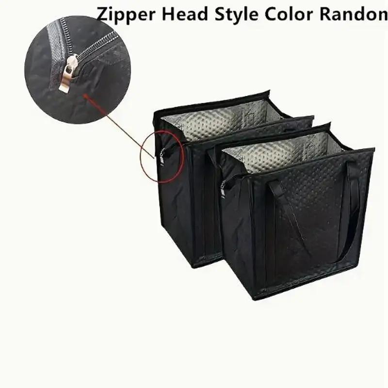 Large Insulated Reusable Grocery Bag With Zipper & Front Pocket, Keep Cool/Warm For Hours For Camping Picnic, Fishing, Shopping