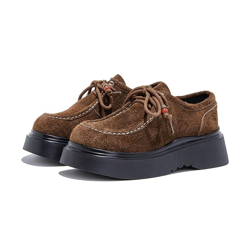 

Модные AIYUQI 2025 Новые женские лоферы из натуральной кожи на шнуровке Женские туфли Оксфорды Большого размера Повседневная обувь женские Кроссовки 43 шоколадный