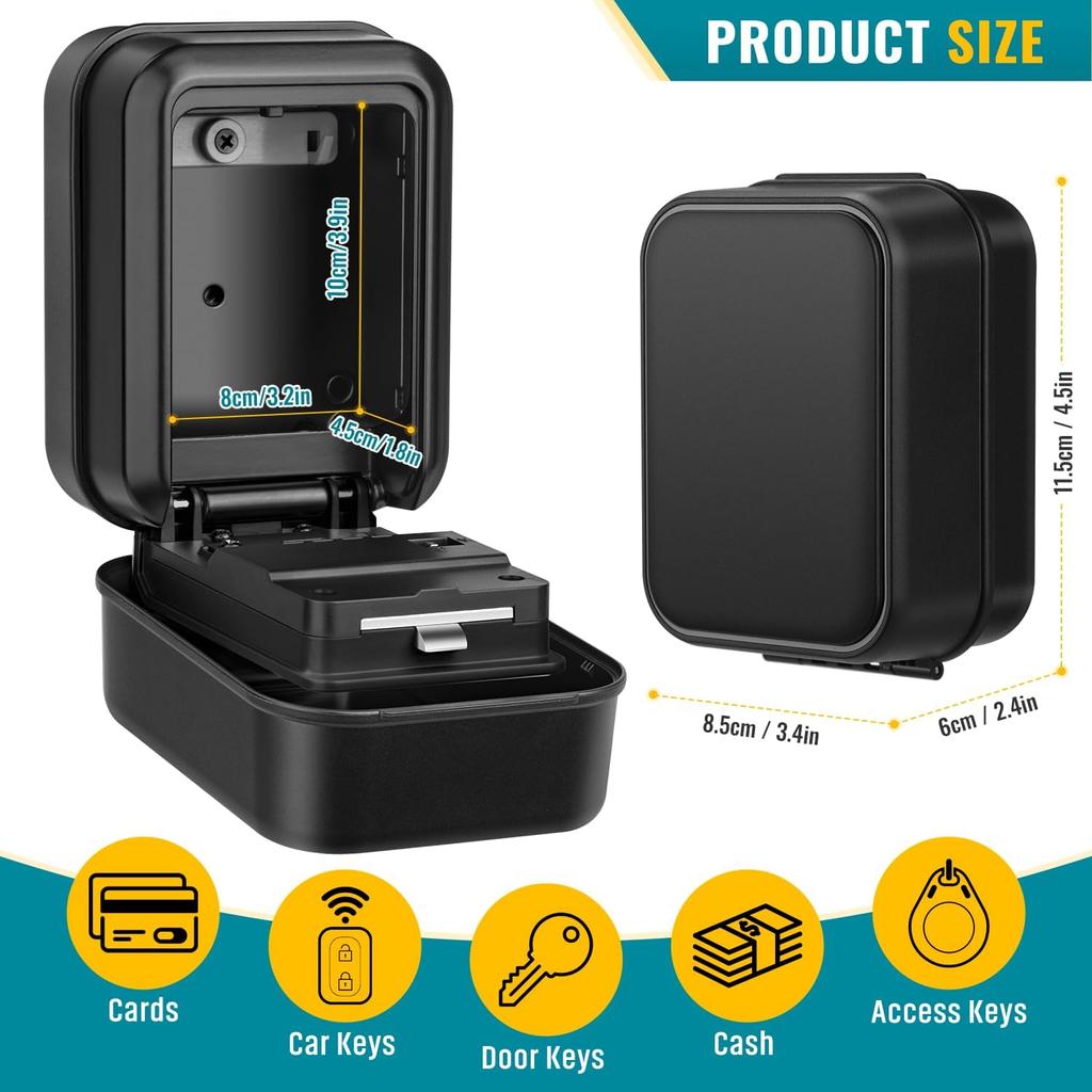 Key Lock Box, Waterproof Wall Mount Lock Box for Keys with Code, 4 Digit Combination Lockbox Resettable Code Security Safe Key Storage Box for Home