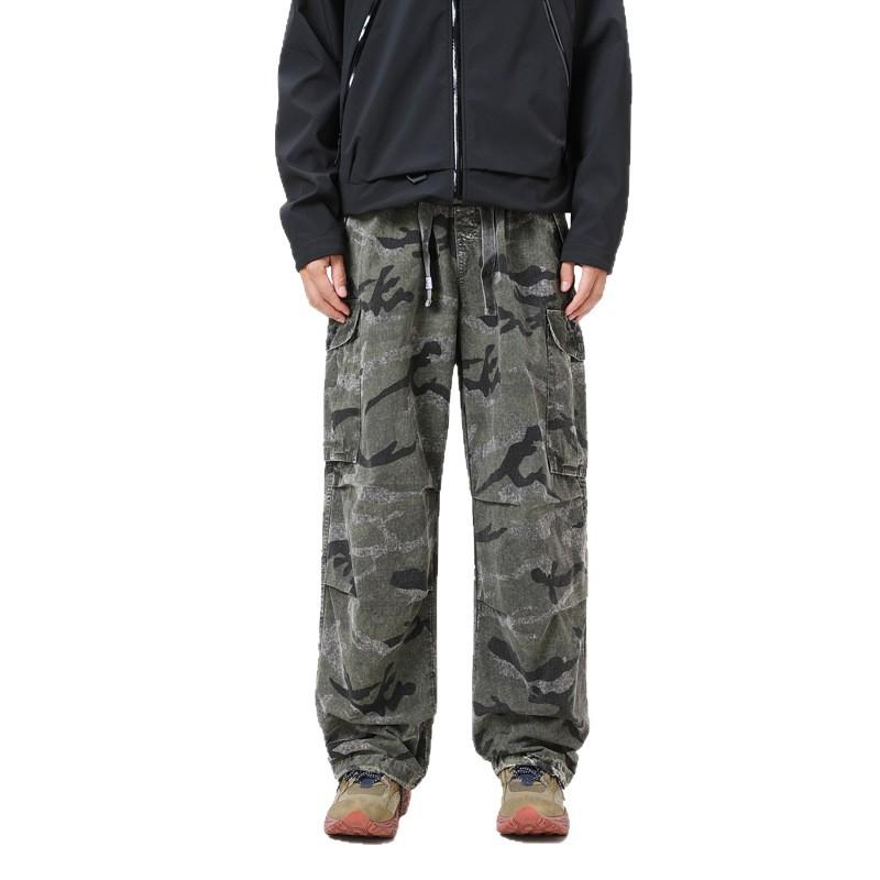 Men's new outer wear trendy brand camouflage fashion straight multi-pocket overalls for men