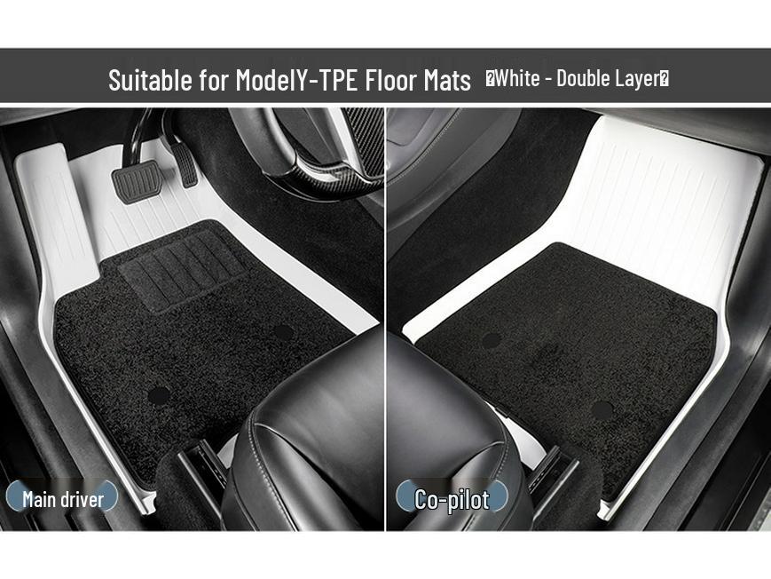 Custom TPE Car Mats for 2023 Tesla Model 3/Y - White Gray