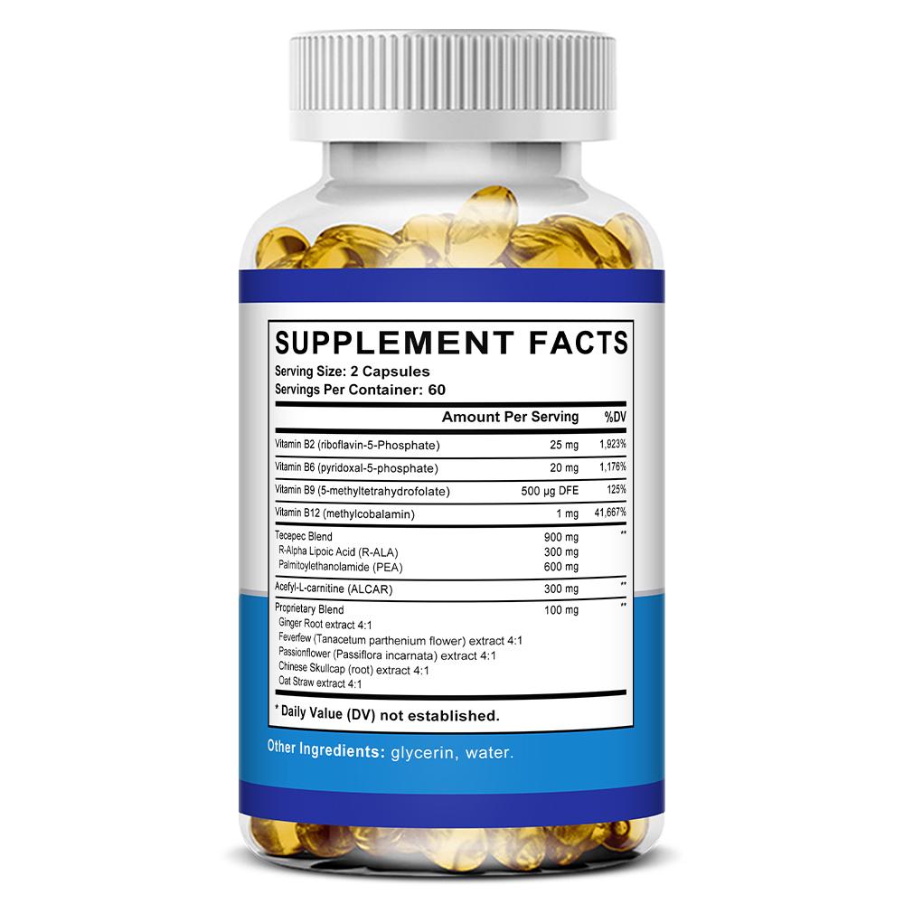 Vitamín B2, Vitamín B6, Vitamín B9, Vitamín B12, 120 Kapslí Doplněk stravy