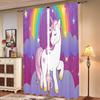 2 Stück, niedliche Regenbogen-Einhorn-Vorhänge für Mädchen - halbverdunkelnd - geeignet für Wohnzimmer, Schlafzimmer, Küche, Heimdekoration