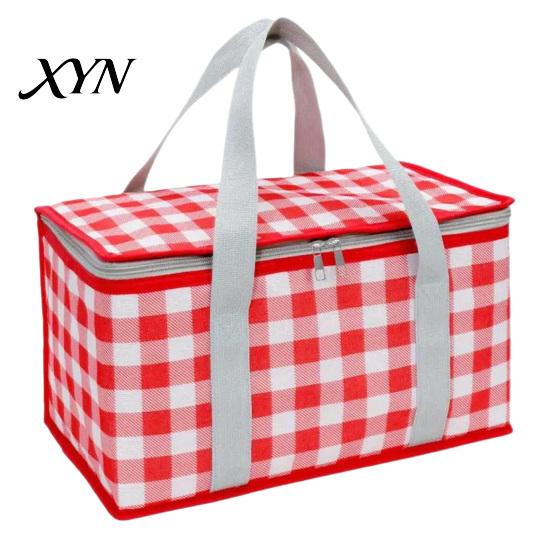 Outdoor Picnic Basket Insulated Bag, Foldable Thermal Lunch for Outdoor, Heavy Camping Bag Duty Aluminum Foil Cooler Food, Accessory