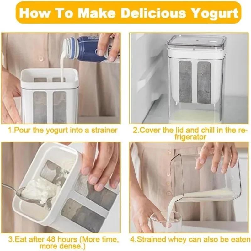 Joghurtfilter, hausgemachter griechischer Joghurtbereiter mit Deckel, Käse-Feuchtigkeitsabscheider, Sieb, Netz, Molketrennung, Lebensmittelwerkzeuge, Feuchtigkeit