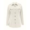 [Chic Long Sleeve] Elegant Light Blue Corduroy Jacket for Women | Polyester | Machine Washable | Fall/Winter