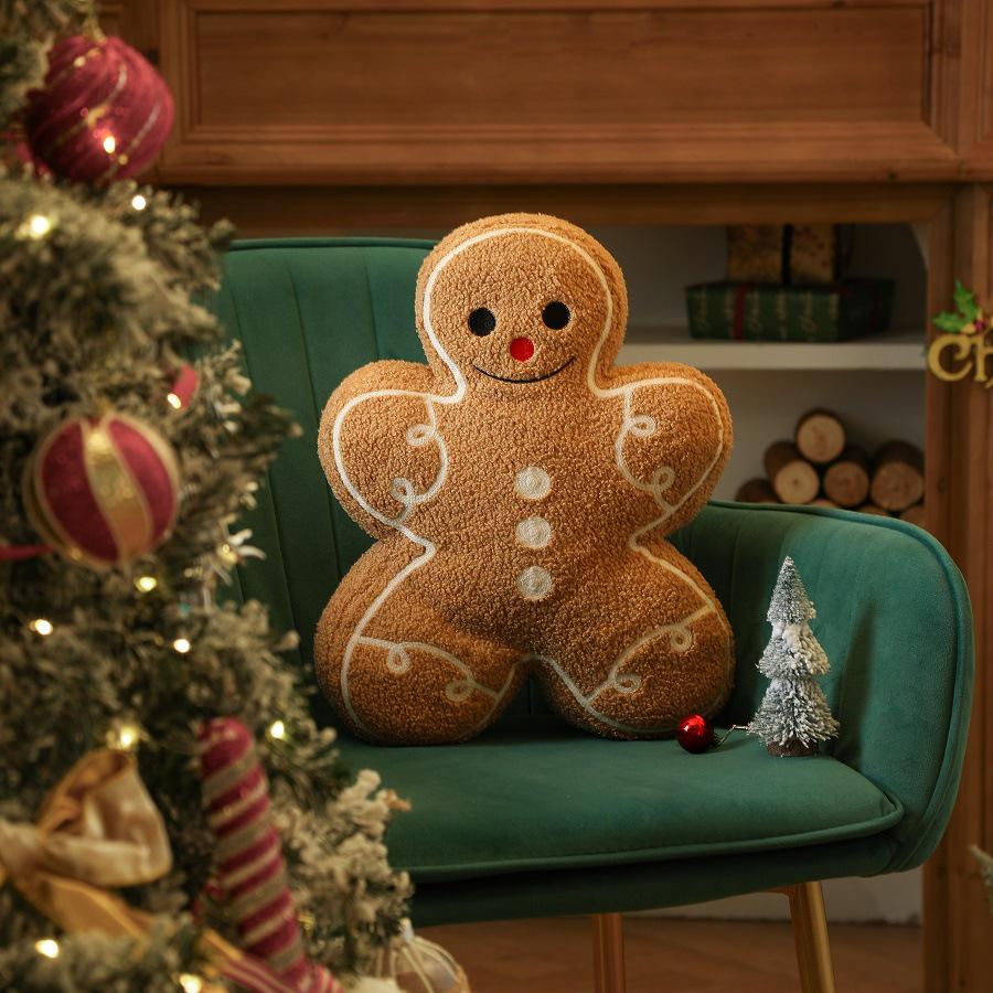 Christmas Gingerbread Man Pillow Seat Cushion - Festive Holiday Décor