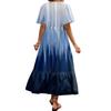 Women's  Summer Floral V Neck Maxi Dress Short Sleeve High Waist A Line Tiered Flowy Boho Vacation Dresses