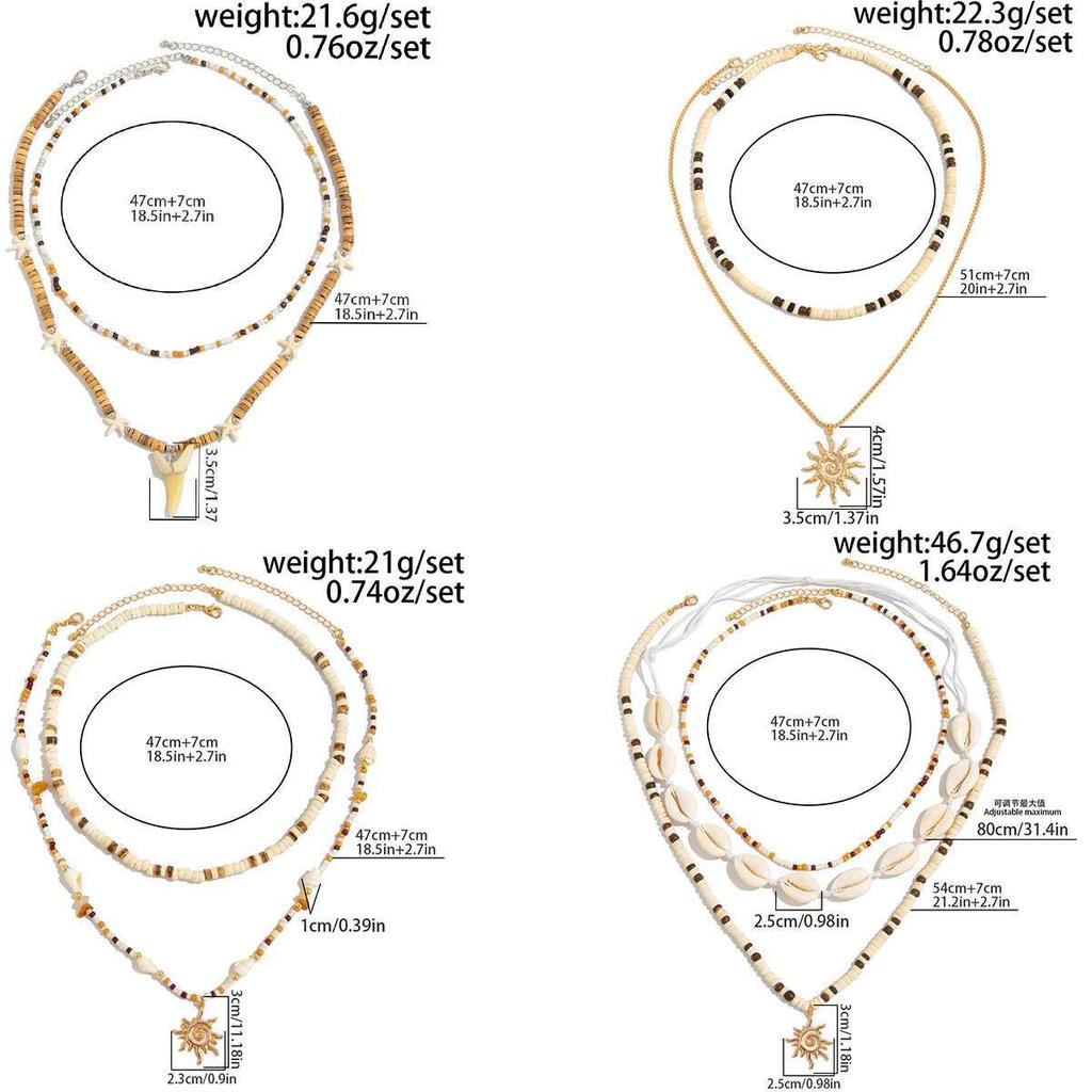 PuRui Bohemia 4 Styles Sun Coconut Husk Pendant Necklace Men Plastic Acrylic CCB Beads 2025 Summer Beach Vacation Zircon Gift