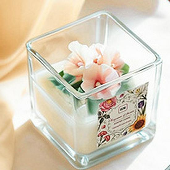 Flower-Shaped Glass Candle with Light Fragrance for Indoor Decor