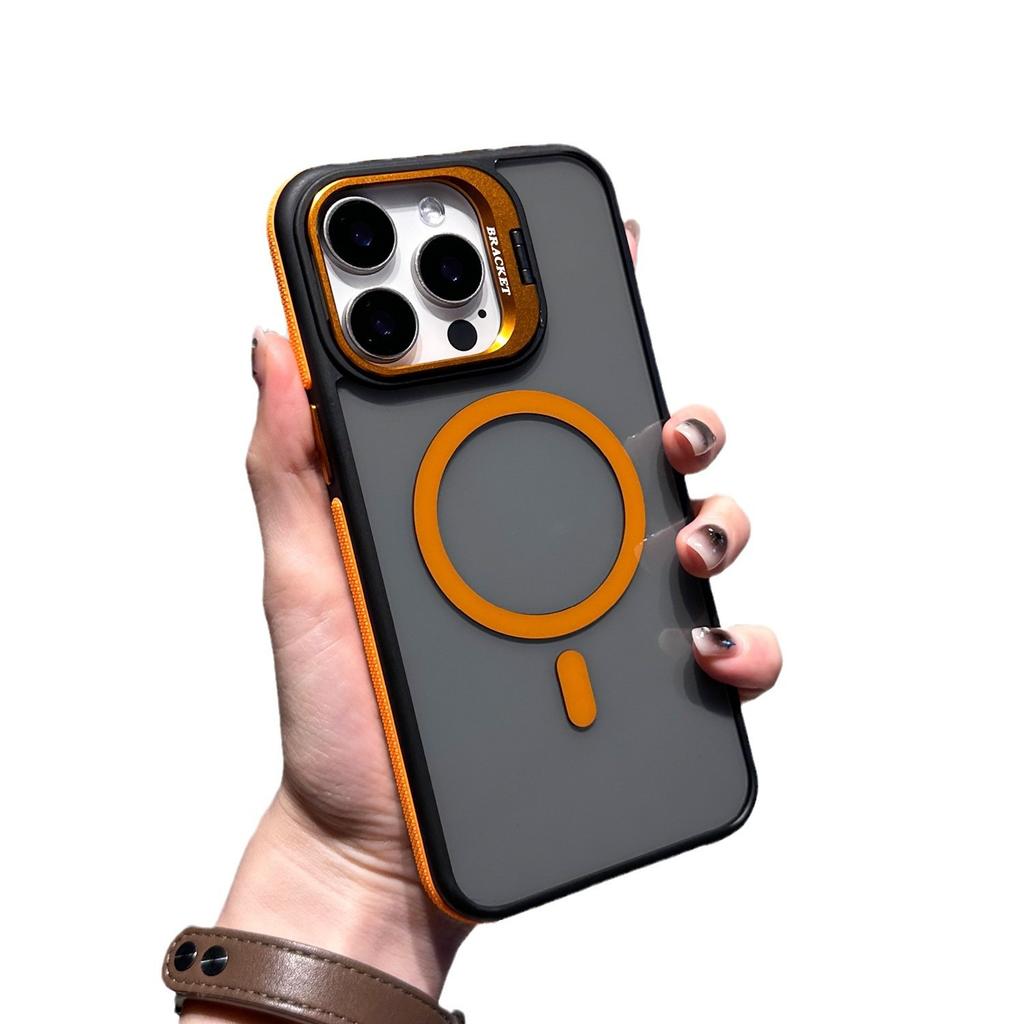 Schwarze transparente Apple IPhone 16 Handyhülle Rutschfest Transparent 15Pro Lidun Zweifarbige Magnetische Hardware Objektivhalter