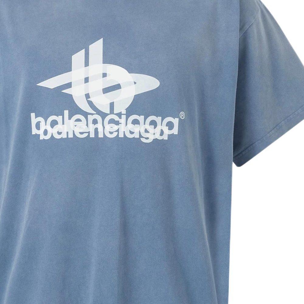 Balenciaga T Shirt Loose Fit Unisex Blue 739028TPVF24313