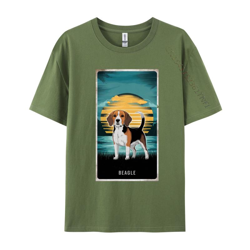 Classic Beagle Sunset TShirt Men Coupons Printed Tops  Tees Cotton T Shirts Cute Dog Anime Tshirts