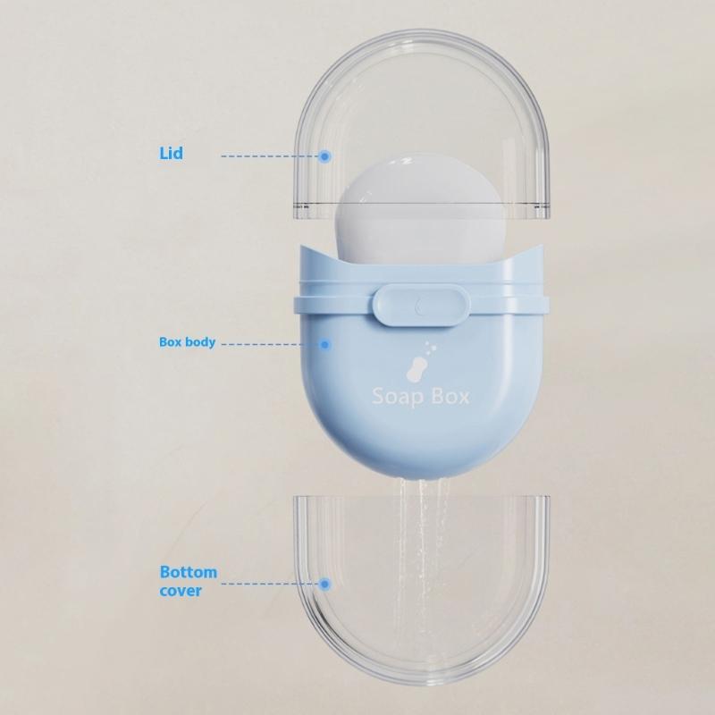 Portable Soap Holder Case Waterproof ABS Storage Box with Lid and Drainage Holes For Toiletries Bag Travel Essential