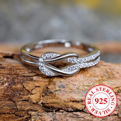 Anelli in argento sterling 925 con nodo unico per le donne Gioielli da sposa eterni Accessori eleganti per tutti i giorni