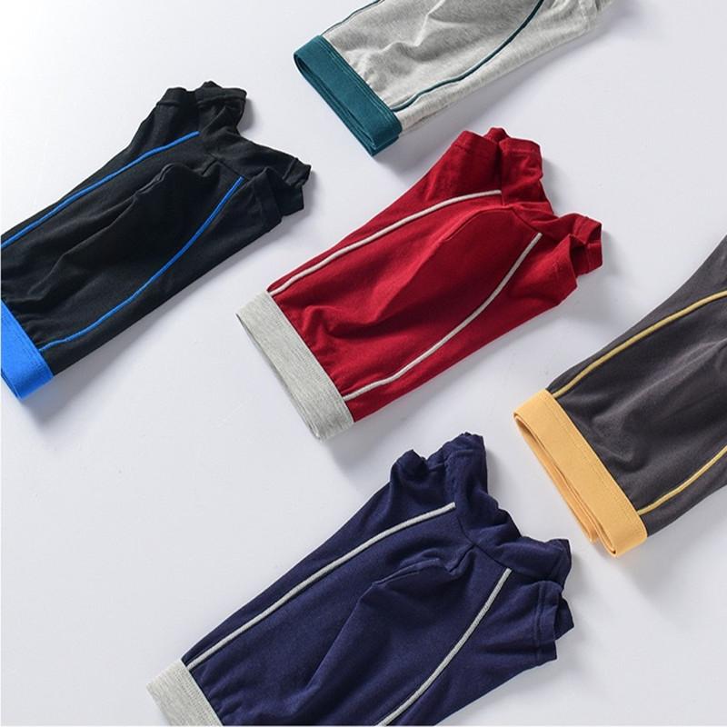 5 Pcs Men's Cotton Boxer Briefs Breathable Soft Knickers Solid Color Daily Casual Panties Big Size L XL XXL 3XL 4XL 5XL 6XL