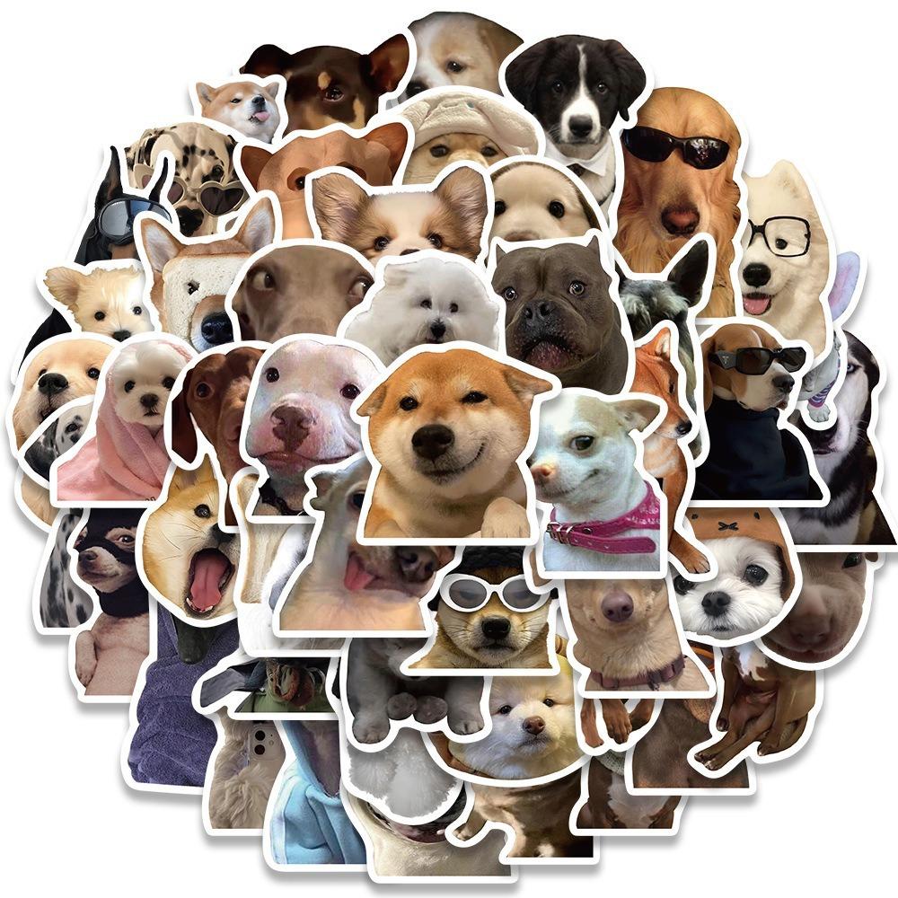 Cute Dog Stickers 50 Pack - Funny Expression Decals for Memes, Scrapbooking and Gifts One Size