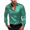 2026 Men's Business Long Sleeve Shirts Button Up Night Club Bright Surface Shirt Rock and Roll Style