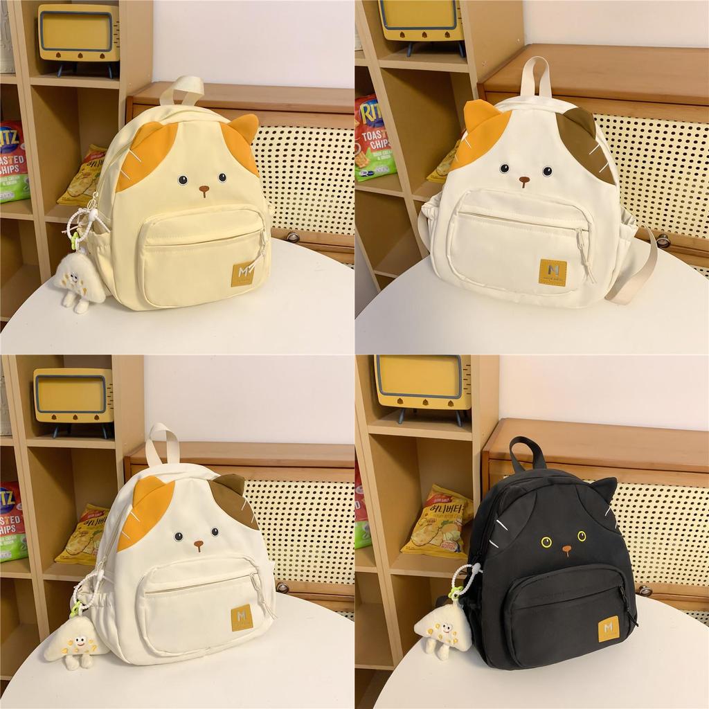 Zaino Cartone Animato Gatto Per Ragazze Tessuto Oxford Grande Capacità Borsa Scolastica Con Chiusura a Zip