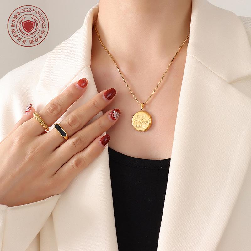 Gold-Plated Clavicle Chain Necklace with European Letter Bottle Cap Pendant