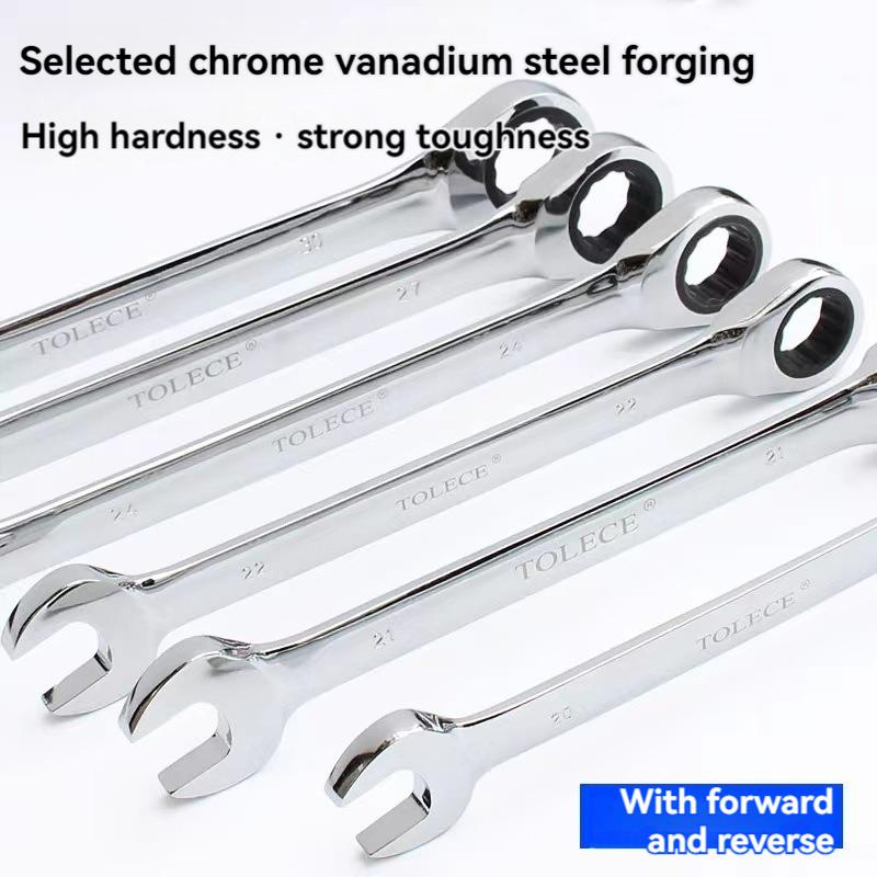 Ratchet Combination Wrench Set Fine Tooth Gear Ring Torque and Socket Wrench Set Nut Tools for Repair Open End Wrench