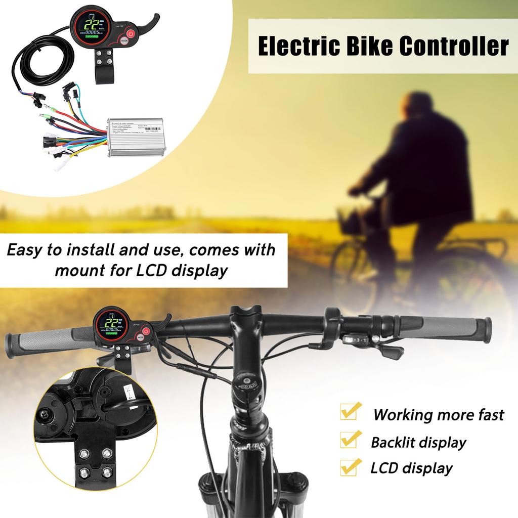 Motor Brushless Controller with Rainproof LCD Display Control Panel 24V 48V 350W Brushless Motor Controller Kit for