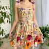 Neues europäisches und amerikanisches unabhängiges Stationsfrauen-dreidimensionales Blumenstickerei-Hüftumwickelndes sexy Kleid