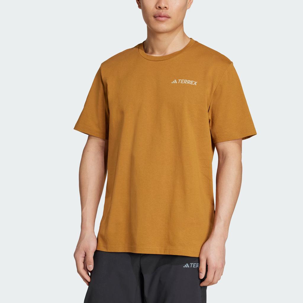 Adidas Terrex Fashion Simple Loose Pullover Round Neck Short Sleeve T-Shirt Men Tops Rock-Layer-Bronze Detective-Gold JY4835