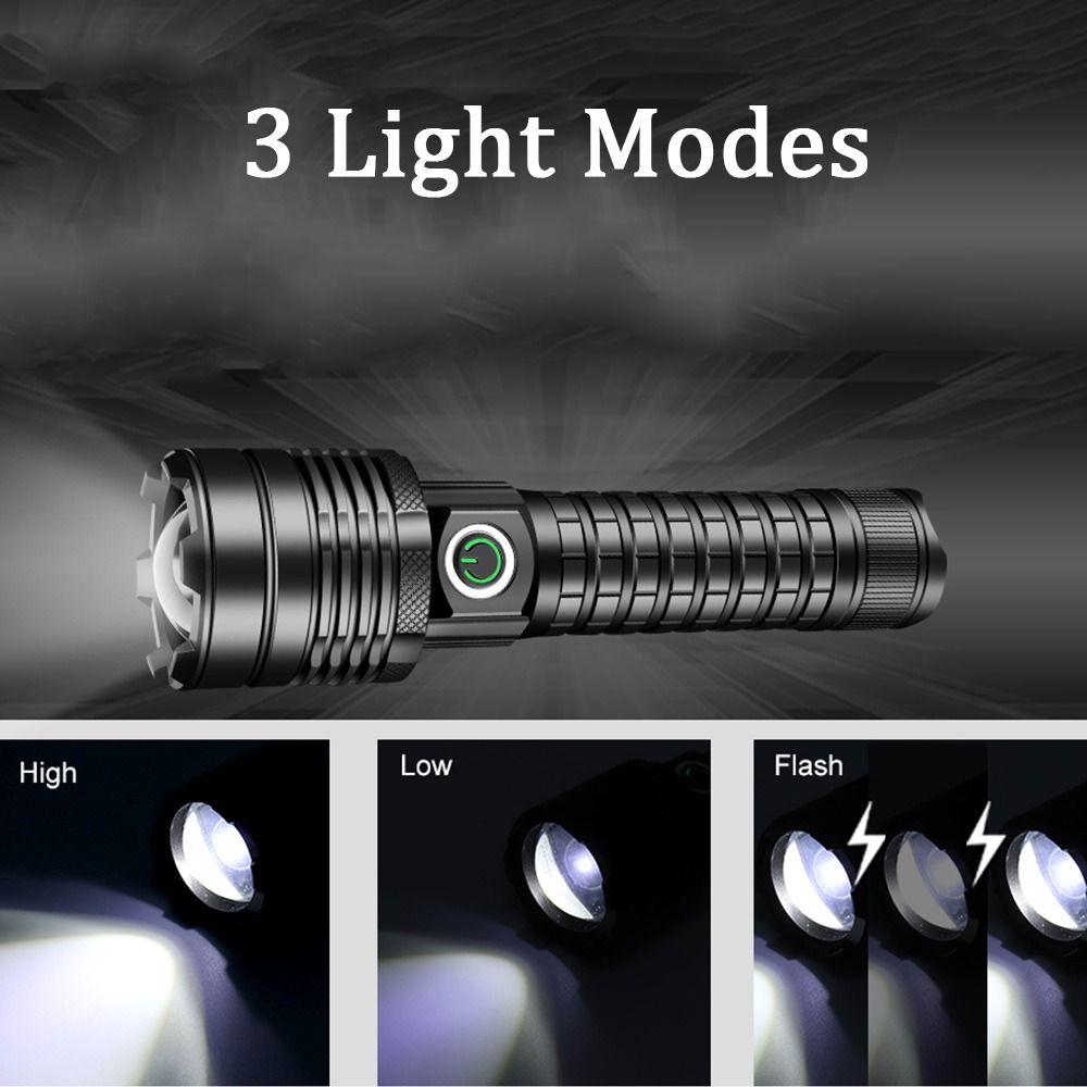3 Light Modes Zoom Flashlight Super Bright High Lumens LED Flashlight Strong Light Torch  Emergency