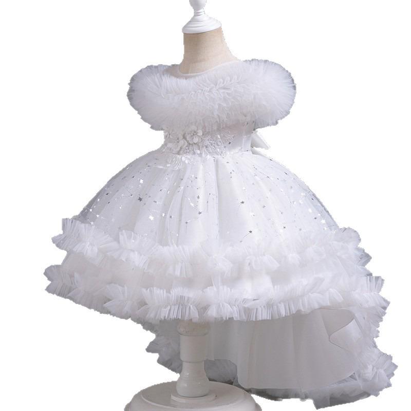 Girls Puffy Princess Dress Flower Girl Wedding Piano Performance Formal Dress