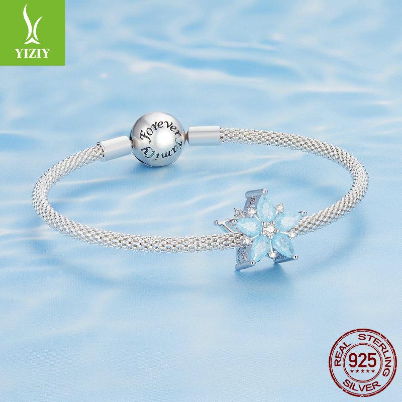 Christmas Snowflake 925 Silver Bracelet Beaded, Ice And Snow Winter Diy Bead Accessories Bsc719