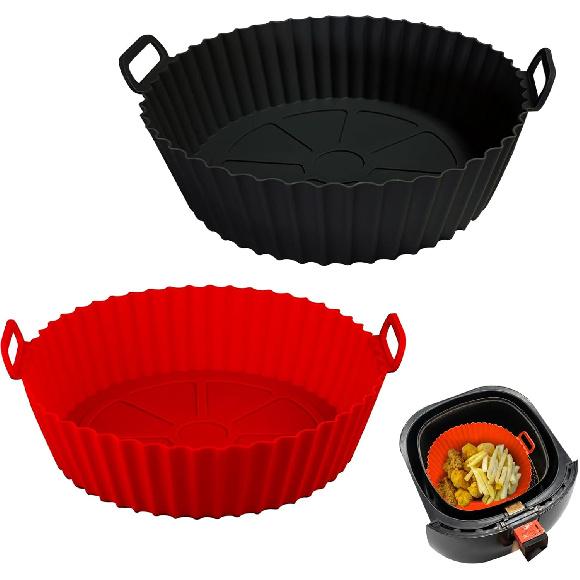 Air Fryer Silicone Liners Pot,8 inch Air Fryer Basket Liners, Silicone Baking Tray Pots for 3 to 5 Qt for Air fryer Oven Reble Baking Tray Oven