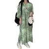 Plus Size Tie-Dye Mid-Length Casual Short-Sleeve Dress - Japanese Korean Style Summer Women's T-Shirt Dress