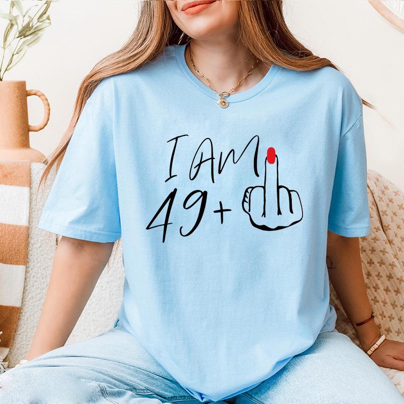 I AM49+ European Size Modal Round Neck Short Sleeve T-Shirt - Casual Loose Fit