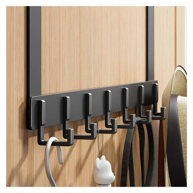 Metal Over-the-Door Hook Rack with 6 Hooks for Clothes, Coats, Hats, and Towels - No Punching Required, Ideal for Home, Bathroom, and Kitchen