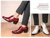 Retro Style Men's Pointed Leather Dress Shoes - Shiny, Height-Increasing, Plus Size Fashion for Hairstylists.