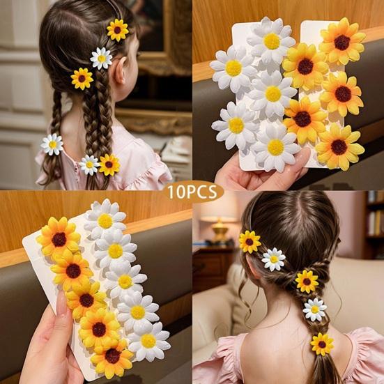 10Pcs Sunflower Hair Clips Mini Flower Hairpins Bang Pigtail Hair Pins Women Beach Wedding Bridesmaid Hair Accessories