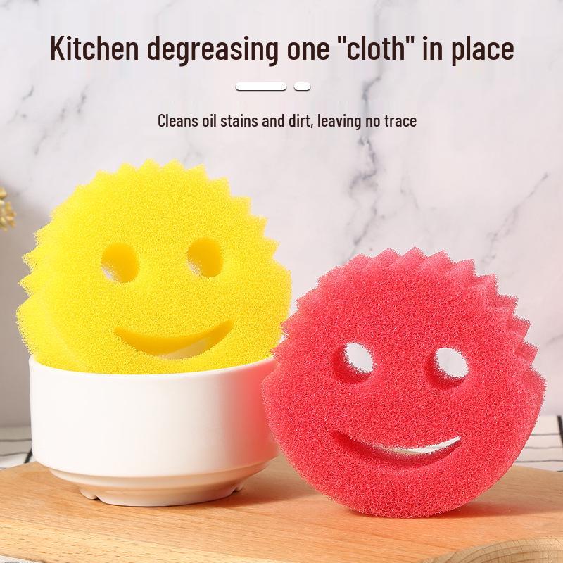 Cute Smiley Face Loofah Sponge Scrubber for Kitchen and Dishwashing