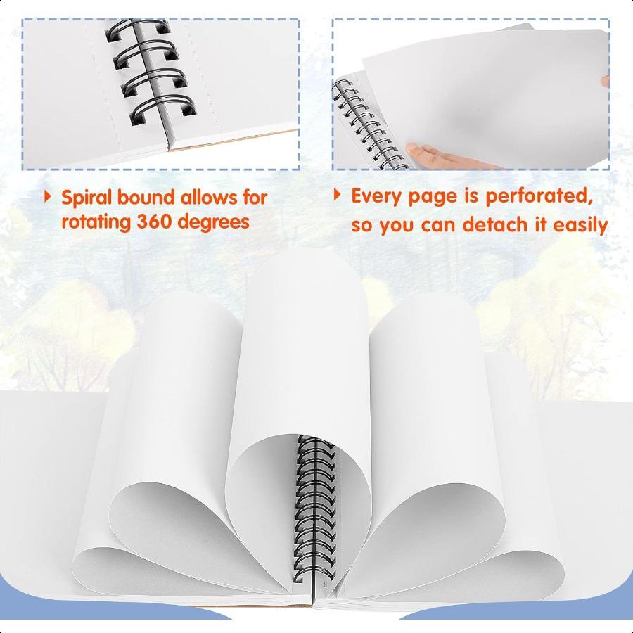 FIXSMITH 9X12 Sketch Book 160 Sheets 68 lb 100gsm 2 Pack Sketchbooks Top Spiral Bound Artist Sketch Pad Acid Free Drawing Pad I
