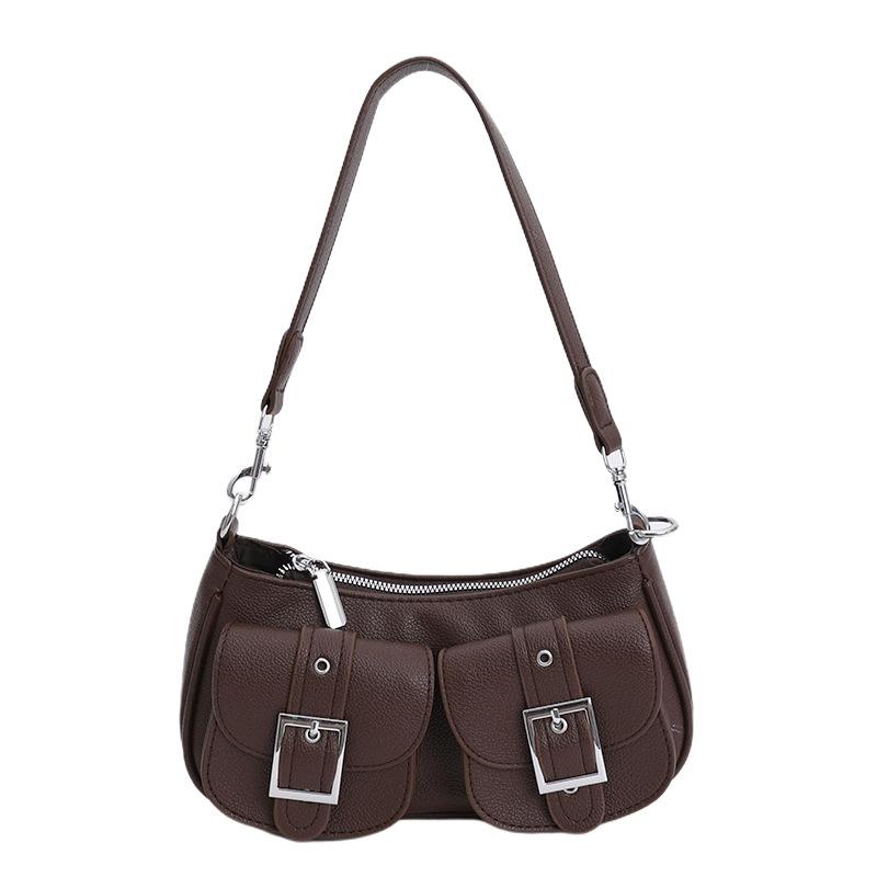 Niche Fashion Trend Armpit Bag Autumn New Multi-pocket Retro Baguette Locomotive Bag Single Shoulder Women