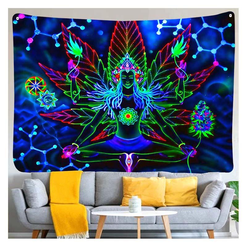 

Psy фон Сова психоделический гобелен черный свет настенный Гоа вечеринка визуальное искусство дизайн Богемия мистическое колдовство домашний декор 230X150CM