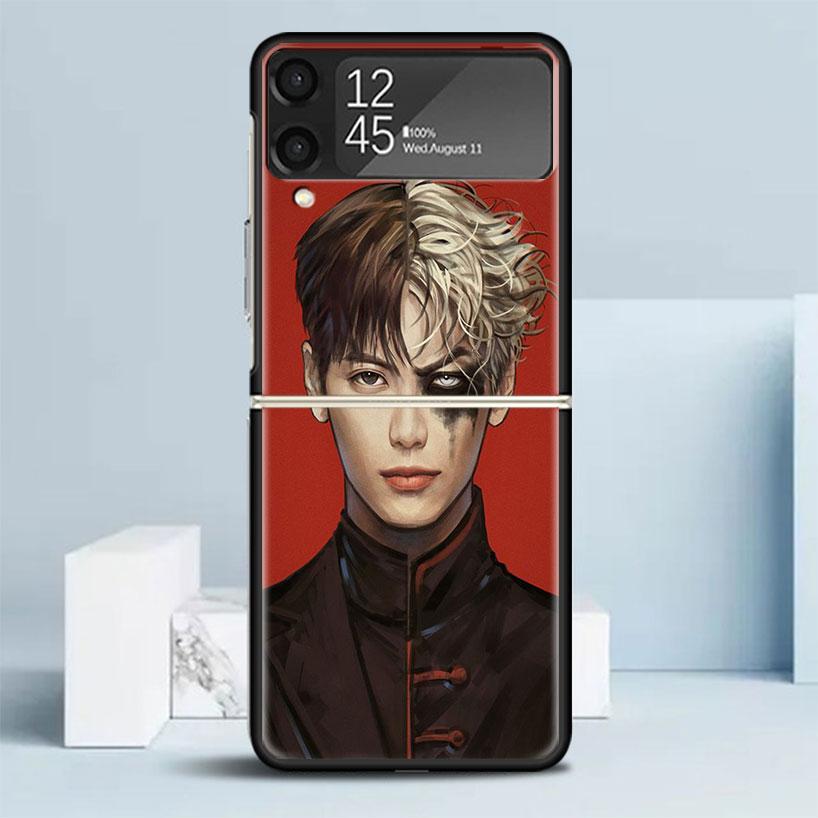 J-Jackson Wang Singer Black Cover for Samsung Galaxy Z Flip 7 6 5 4 3 5G Phone Case Flip7 Flip6 Flip5 Flip4 Flip3 Pattern Case G