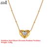 EFFIE QUEEN Stainless Steel 18k Gold Heart Cut Zirconia Pendant Necklace Romantic Jewelry for Women Valentine's Day Gift STKN13