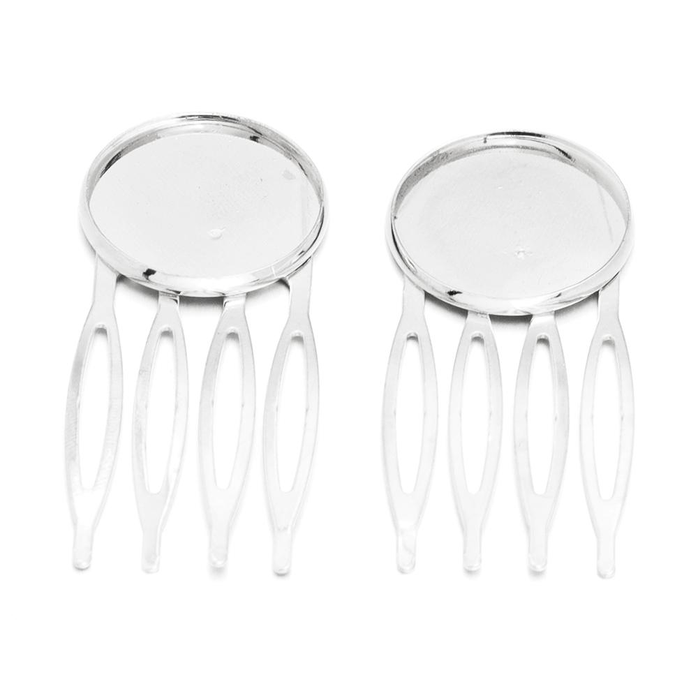 5-10pcs/lot 4/10 Teeth Metal Hair Comb Clips Hairpin Base Setting Round Cabochon Cameo For Jewelry Making DIY Hair Acessories
