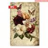 Vintage Metal Poster Wall Art Roses Butterflies Gift for Kitchen Living Room